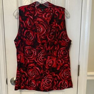 WHBM Floral Red Sleeveless Top